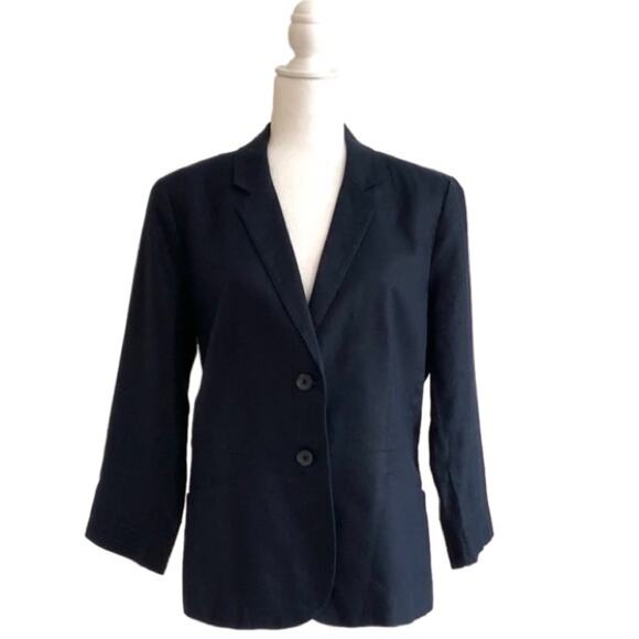 Banana Republic Factory Blazer Jacket Navy Blue Linen Lightweight Career Size 10 - Picture 1 of 12